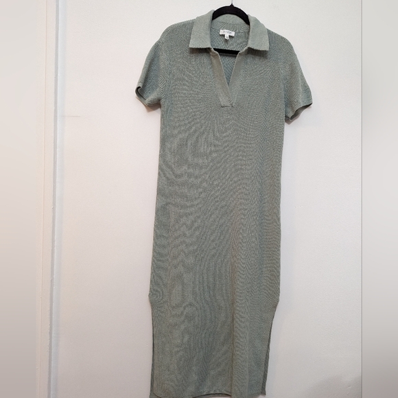 Haven Well Within Sage Green Knit Organic Cotton Johnny Collar Maxi Dress S - Picture 3 of 9